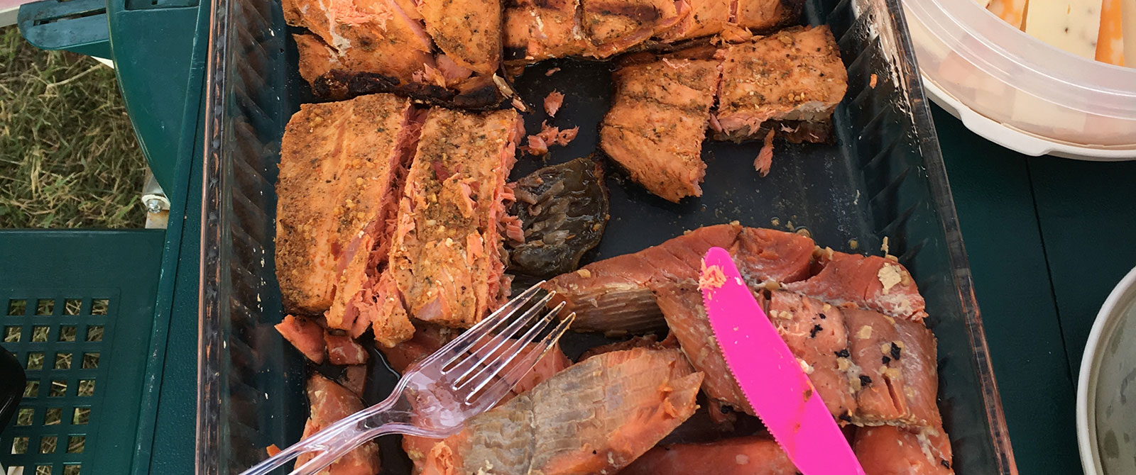Silver salmon prepared with two different recipes—top portion was prepared with this family favourite.